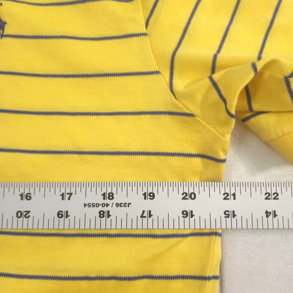 Polo Ralph Lauren Men’s Small Polo Shirt Yellow Striped Short Sleeve Hi-Low Hem - Picture 5 of 9